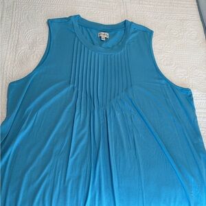 Wonderly Aqua Blue Pleated Sleeveless Top